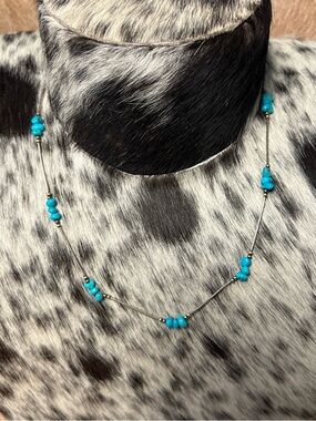 Sterling silver liquid silver and turquoise necklace